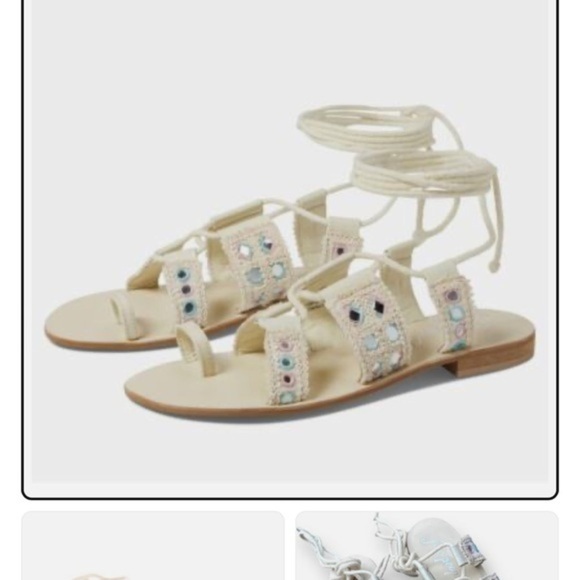 New N T Free People Cream and Blue Lace-Up Sandals